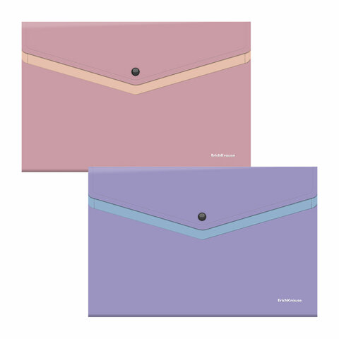 Папка-конверт с кнопкой ERICH KRAUSE "Soft Manga", А4, до 120 л., с карманом, ассорти, 0,18 мм, 61151