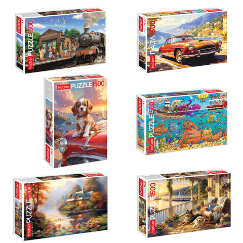 Пазл картонный 1500 элементов АССОРТИ, 670х480 мм, HATBER
