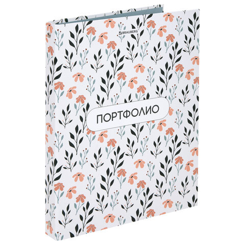 Папка-портфолио универсальная, 4 кольца, 20 файлов, 7БЦ матовая, BRAUBERG "Flowers", 117556