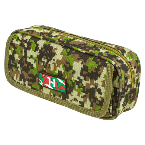 Пенал BRAUBERG для мальчиков, 1 отделение, органайзер, мягкий, "Military", зеленый, 21х5х9 см, 228990