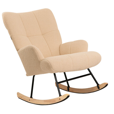 Кресло-качалка BRABIX "Rock LC-310", фактурная ткань букле (экомех), кремовое, 533150