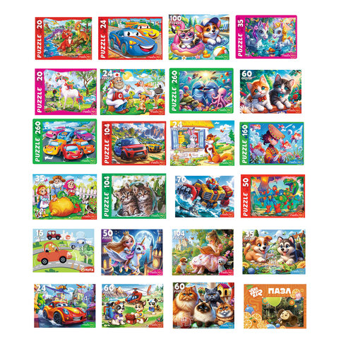 Пазл картонный "МАКСИ-ПАЗЛЫ", АССОРТИ, 180х125х40 мм, РК