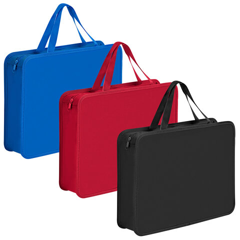 Папка на молнии с ручками ПИФАГОР А4, 1 отделение, пластик, 75 мм, однотонная, ассорти, 273769