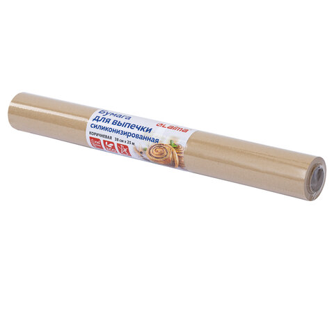 Бумага для выпечки силиконизированная, пергамент 38 см х 25 м, цвет коричневый, LAIMA, CH, 609583