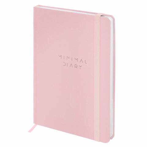 Ежедневник недатированный с резинкой А5 145х203 мм, BRAUBERG, твердый, 160 л., "Minimal", розовый, 116301
