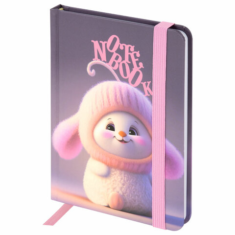 Блокнот с резинкой в клетку 96 л., МАЛЫЙ ФОРМАТ А6, 109х148 мм, твердая обложка, ЮНЛАНДИЯ, "Пушистик", 116338