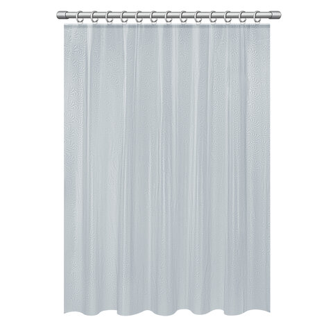 Шторка для ванной EVA, 180х180 см, кольца в комплекте, СЕРАЯ ГОЛОГРАФИЯ, PRIMILA (ПРИМИЛА), 700104