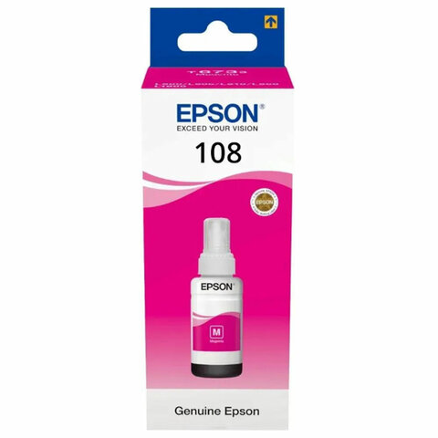 Чернила EPSON 108 (C13T09C34A) для СНПЧ EPSON L8050 /L8100 /L18050, пурпурные, ОРИГИНАЛЬНЫЕ