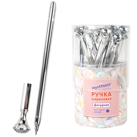 Ручка фигурная шариковая ЮНЛАНДИЯ "Кристалл", корпус ассорти, СИНЯЯ, пишущий узел 0,7 мм, 143788