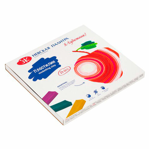 Пластилин классический "Я - Художник!", 24 цвета, 480 грамм, со стеком, Невская Палитра, 221411566