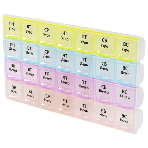 ТАБЛЕТНИЦА / Контейнер для лекарств и витаминов "7 дней/4 приема", ПРОЗРАЧНЫЙ, DASWERK (ДАСВЕРК), 630845