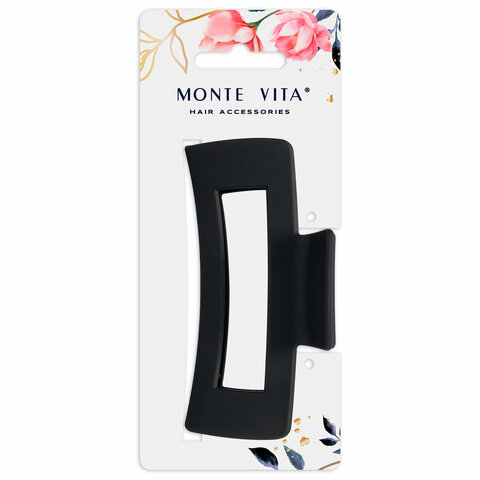 Краб для волос 10,5 см, soft-touch, чёрный, MONTE VITA (МОНТЕ ВИТА), 456999