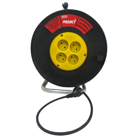 Удлинитель на катушке РБК16, 4 розетки без заземления КГ 2х1,5 мм2, 30 м, 16 А, медь, морозостойкий, 2622