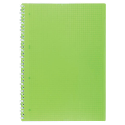 Тетрадь обложка пластик, А4, 80 л., гребень, клетка, HATBER, "LINE NEON" Зеленая, 081542, 80Т4В1гр_03034