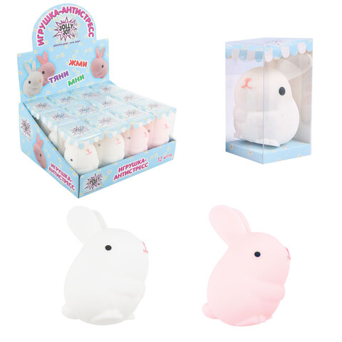 Игрушка-антистресс "ЗАЙЧИК-УШАСТИК", 9х7 см, ассорти, 2 цвета, JOLLY JOT (ДЖОЛЛИ ДЖОТ), 665801