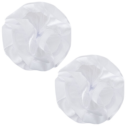 Бант для волос НАБОР 2 шт., диаметр 17 см, на резинке, белый, MONTE VITA (МОНТЕ ВИТА), 457115