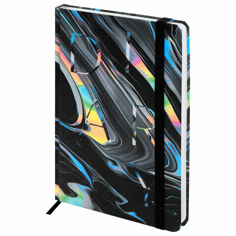 Ежедневник недатированный с резинкой А5 145х203 мм, BRAUBERG, твердый, 128 л., "Waves", 116283