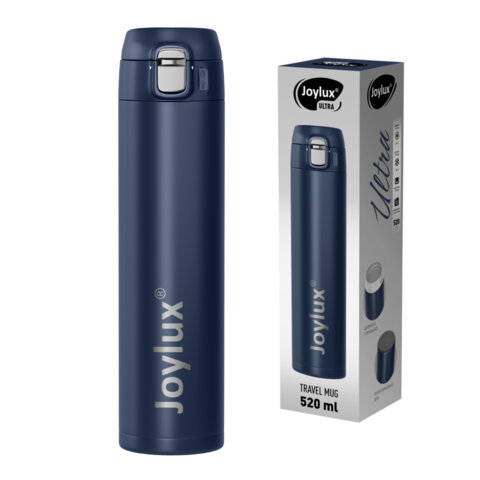 Термокружка 520 мл JOYLUX (ДЖОЙЛЮКС) ULTRA BLUE, нержавеющая сталь SUS304, синий матовый, 700278