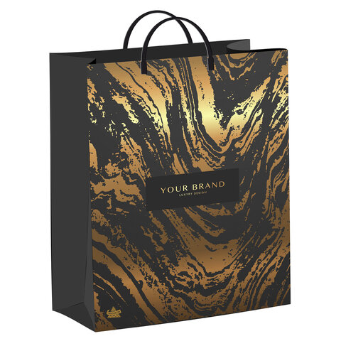 Пакет с пластиковой ручкой, мягкий пластик, 40х30 см, "Золотой бренд", 140 мкм, н00242801