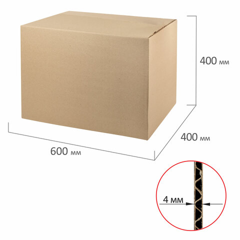 Гофрокороб, длина 600 мм х ширина 400 мм х высота 400 мм, марка Т22, профиль С, FEFCO 0201 / ГОСТ, исполнение А, 440053