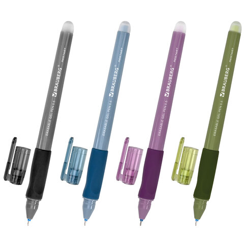 Ручка стираемая гелевая с эргономичным грипом BRAUBERG "RESTART MORANDI", СИНЯЯ, игольчатый пишущий узел 0,5 мм, линия письма 0,25мм, 144416