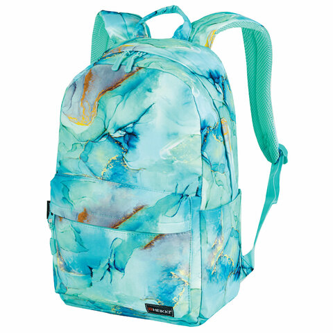 Рюкзак HEIKKI DREAM (ХЕЙКИ) универсальный, с карманом для ноутбука, эргономичный, "Mint marble", 42х26х14 см, 272526