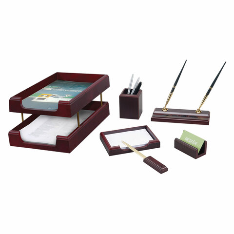 Набор подарочный настольный BESTAR "Apollon" из дерева, 7 предметов, цвет "красное дерево", 236353