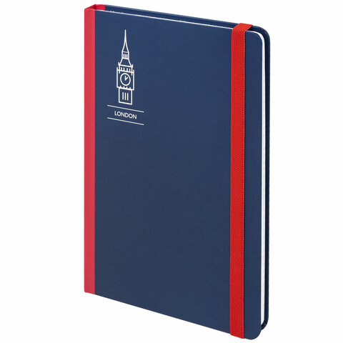 Блокнот с резинкой в клетку 96 л., А5, 145х203 мм, твердая обложка, BRAUBERG, "London", 113720