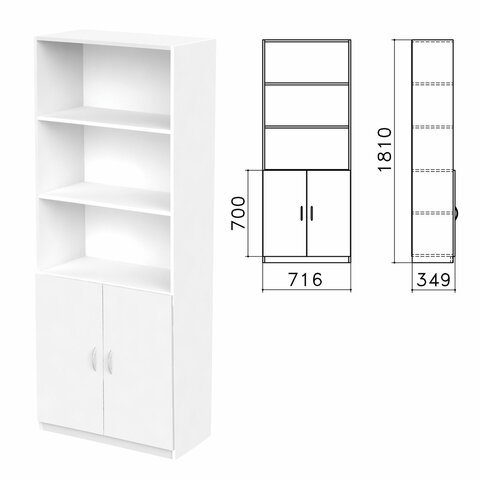 Шкаф полузакрытый "Бюджет", 716х349х1810 мм, белый (КОМПЛЕКТ)