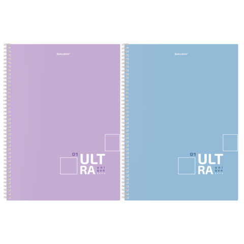 Тетрадь А4, 96 л., BRAUBERG, гребень, клетка, матовая ламинация, "UltraTone" (микс в спайке), 405317