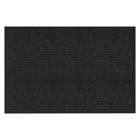 Коврик придверный 60х90 см, ЧЕРНЫЙ, влаго-грязезащитный, 450 г/м2, ребристый, PRIMILA (ПРИМИЛА) EXTRA, 701029