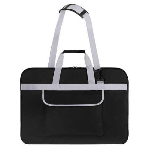 Сумка для художника СУПЕР РАЗМЕР А2+ (62 см х 45 см), чёрная, накладной карман, BRAUBERG ART CLASSIC, 272986