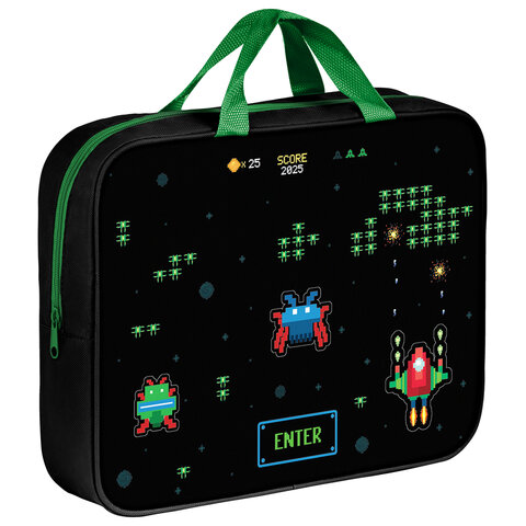 Папка на молнии с ручками BRAUBERG А4, 1 отделение, полиэстер, 80 мм, "Space strike", 273306