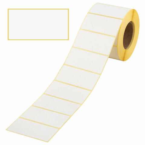 Этикетки термотрансферные, ПОЛУГЛЯНЕЦ, 58х30 мм, 900 этикеток в ролике, 111973