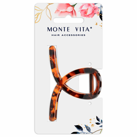 Краб для волос 8 см, глянцевый, черепаховый, MONTE VITA (МОНТЕ ВИТА), 457008