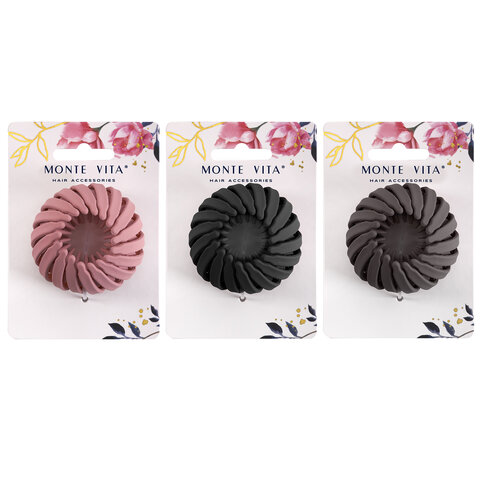 Заколка для волос, для хвоста и пучка, диаметр 6 см, soft-touch, АССОРТИ, MONTE VITA (МОНТЕ ВИТА), 457127