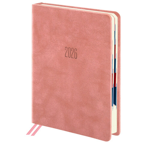 Ежедневник датированный 2026 B6 125х173 мм, GALANT "Vivid", под кожу, розовый, 117411