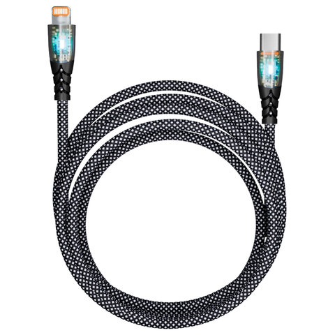 Кабель Type-C - Lightning, 1 м, 3 А, SMARTBUY, для быстрой зарядки и передачи данных, черный, PDTRANSP-BLACK