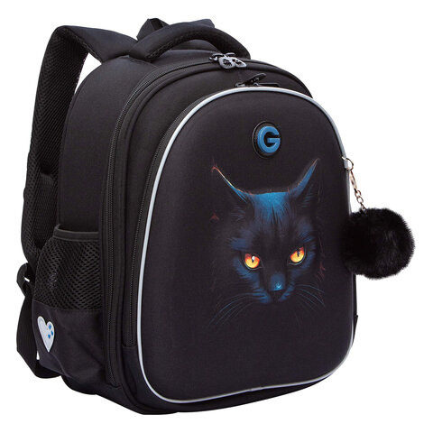 Ранец GRIZZLY анатомическая спинка, c брелоком, для девочек, "I'M HERE", 36х28х20 см, RAz-586-6/1