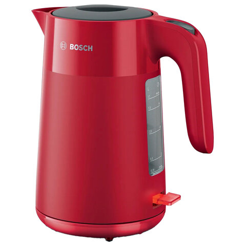Чайник Bosch TWK 2M164, 1,7л, 2400Вт, закрытый нагревательный элемент, пластик, красный