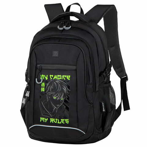 Рюкзак BRAUBERG CONTENT универсальный, 3 отделения, светоотражающий принт, "Anime choice", 47х33х18 см, 272566