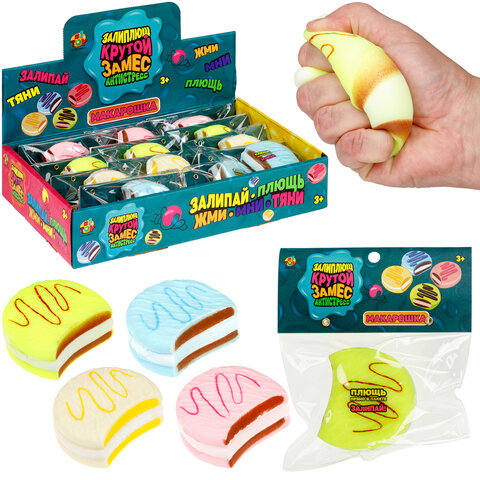 Игрушка-антистресс "КРУТОЙ ЗАМЕС. ЗАЛИПЛЮЩ. МАКАРОШКА", 8х7,5х2,5 см, ассорти, 1TOY, Т25994