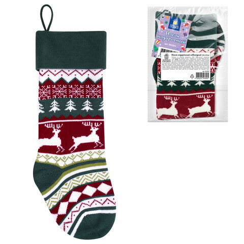 Носок новогодний для подарков, 23х2х54 см, "Волшебство в носке", полиэстер, ЗОЛОТАЯ СКАЗКА, 592504