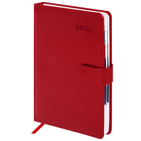 Ежедневник датированный 2026 А5 148х218 мм, GALANT "Ritter", под кожу, красный, 117489