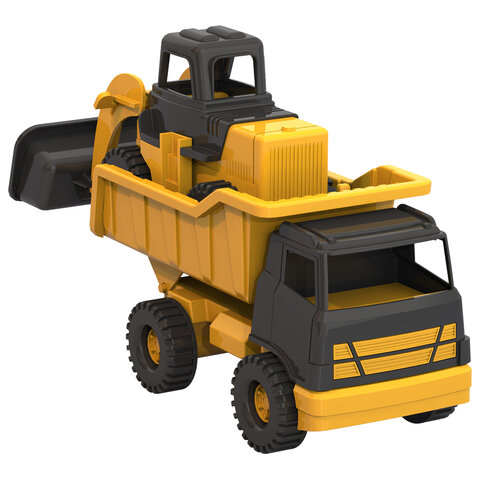 Транспорт игрушечный в наборе 2 в 1 ТРАКТОР+ГРУЗОВИК "Медвежонок", пластик, 29x13x21 см, НОРДПЛАСТ, 480559