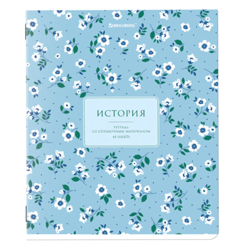 Тетрадь предметная "BLOSSOM" 48 л., рельефный картон, ИСТОРИЯ, клетка, подсказки, BRAUBERG, 405597