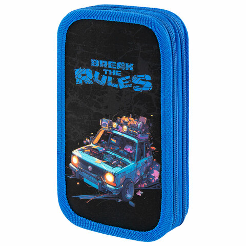 Пенал ЮНЛАНДИЯ, 2 отделения, картон с эффектом soft-touch, 19х11 см, "Rule breaker", 273498