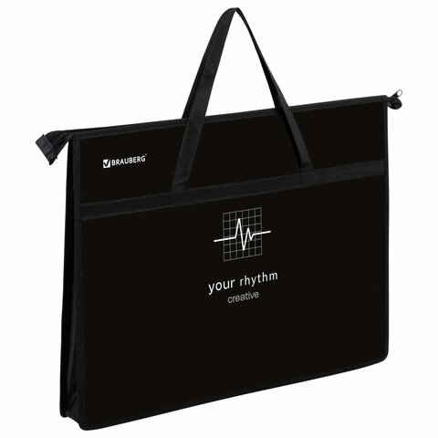 Папка для рисунков и чертежей с ручками BRAUBERG А3, пластик, молния сверху, "Creative", 273411