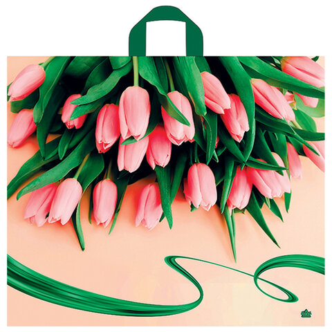Пакет с петлевой ручкой ПВД, 50х60 см, "Райские тюльпаны", 60 мкм, н00242805