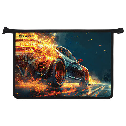 Папка для труда на молнии BRAUBERG А4, 2 отделения, органайзер, "Speed increase", 273404